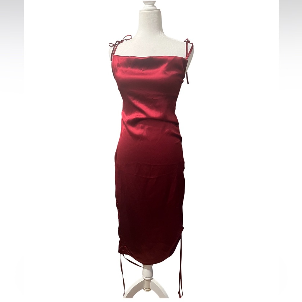 Elegant Burgundy Satin Dress